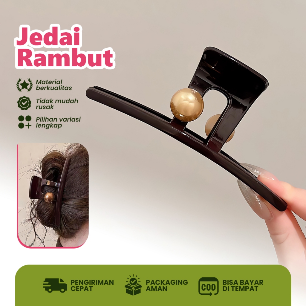 Jual Jedai Rambut Coklat Mutiara Elegan | Jepitan Rambut Panjang Anti ...