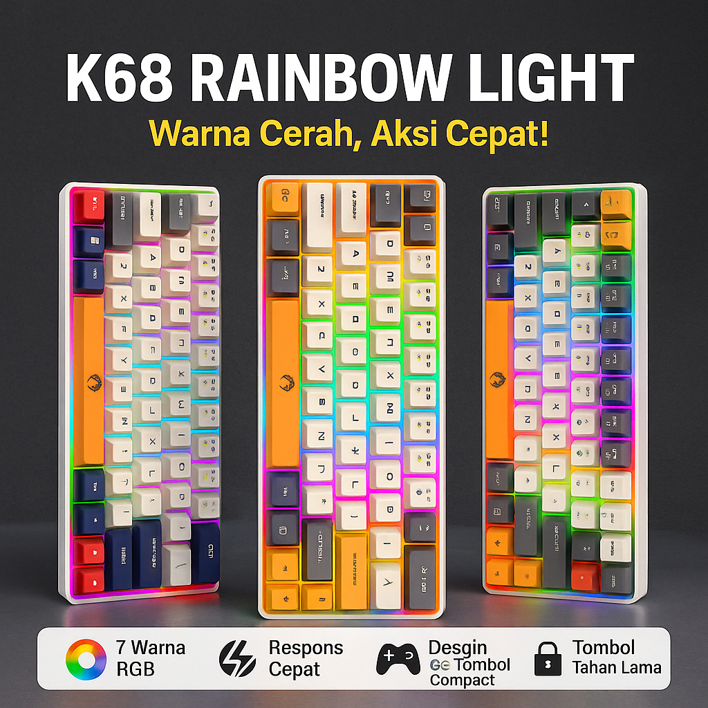 Jual Raiku Keyboard Gaming Wired Mechanical 68Keys Rainbow Backlight ...
