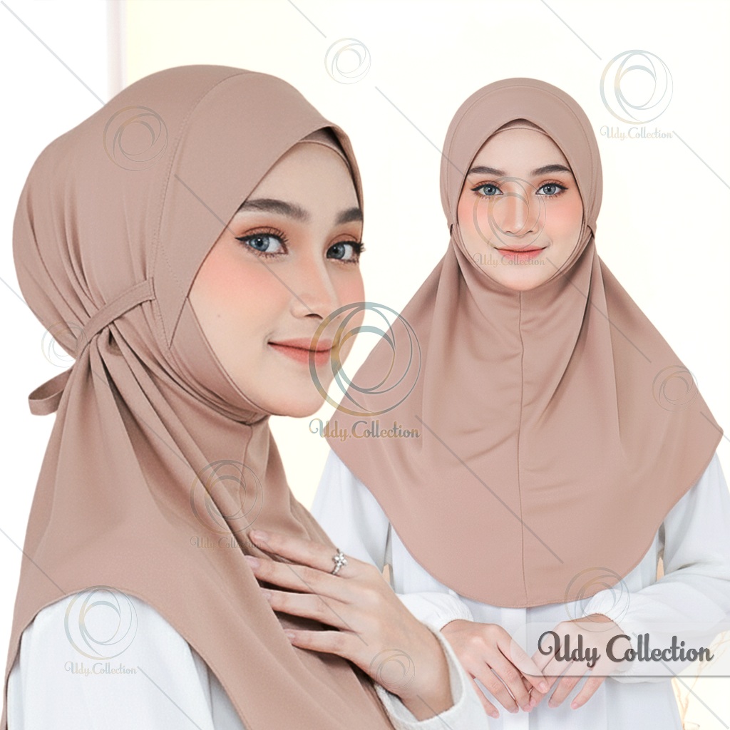 UDY - Bergo Malay Dagu Instan Tali Oval Jersey Premium
