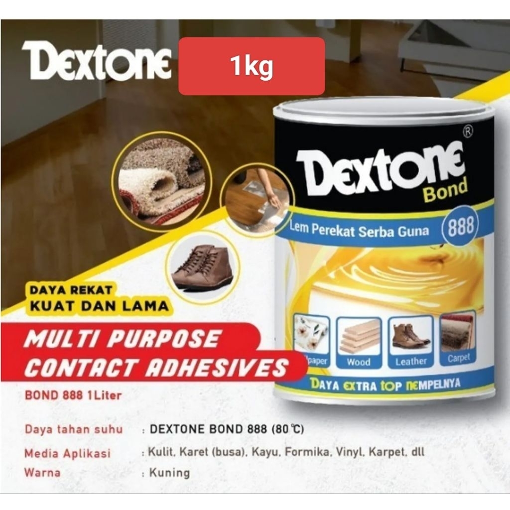 Jual Lem Dextone Bond kuning 888 1kg,Dextone bond 1kg,lem kuning serba ...