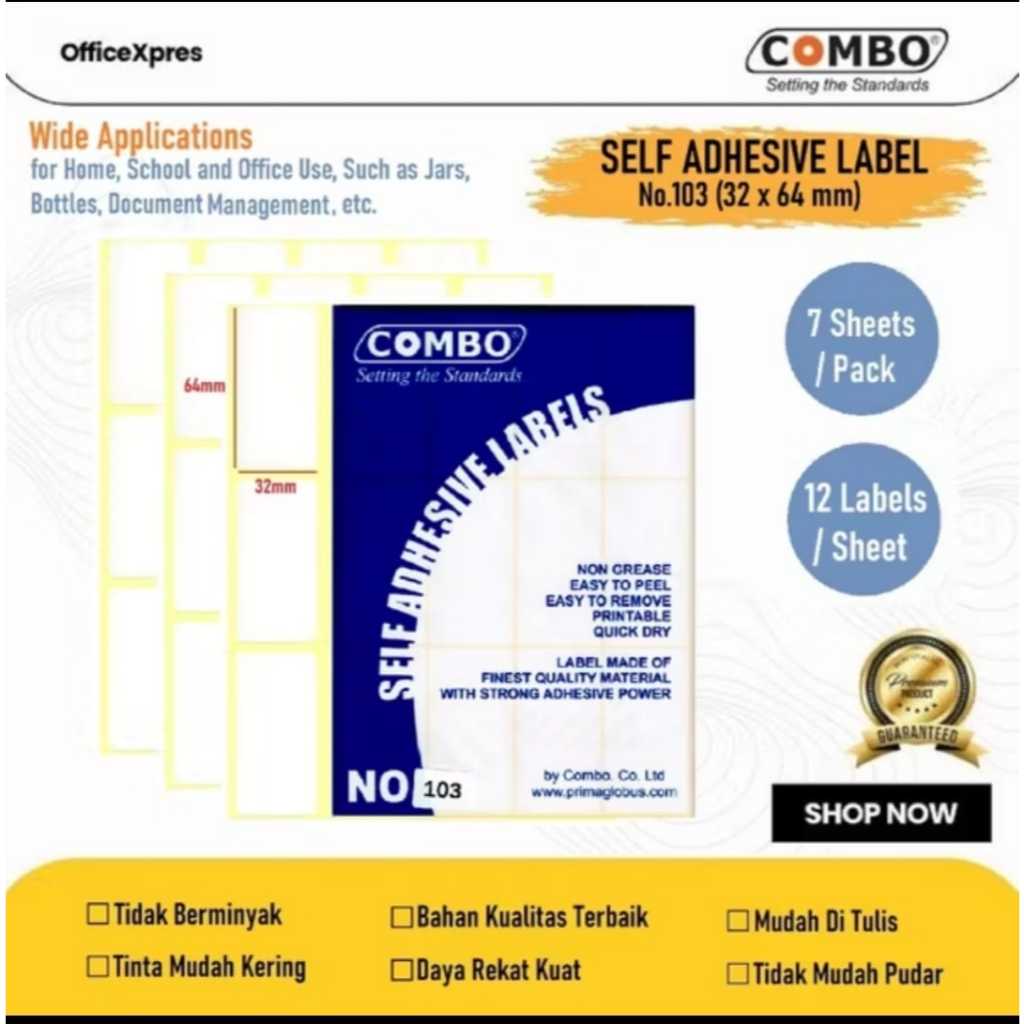 Jual COMBO Label Isi 10 Lembar / Label / Sticker NO 103 Murah | Shopee ...