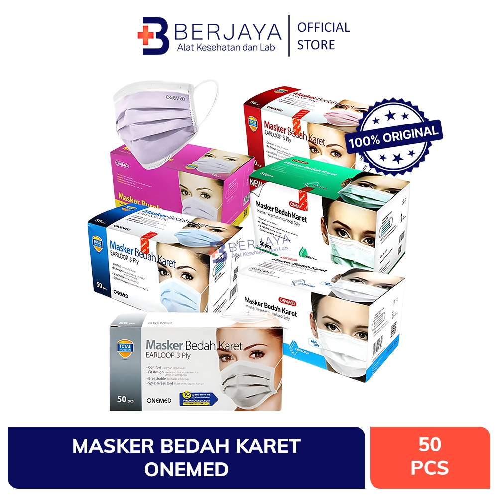 Jual Medical Mask / Masker Medis Bedah Karet Earloop 3 Ply Onemed isi ...