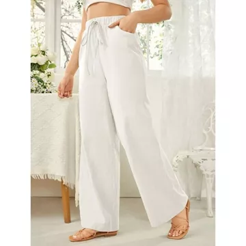 Celana Kulot Linen Premium Pinggang Full Karet Celana Kulot Highwaist Casual Terkini Ternyaman