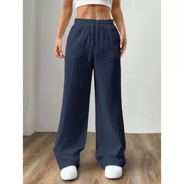 Celana Kulot Linen Premium Pinggang Full Karet Celana Kulot Highwaist Casual Terkini Ternyaman