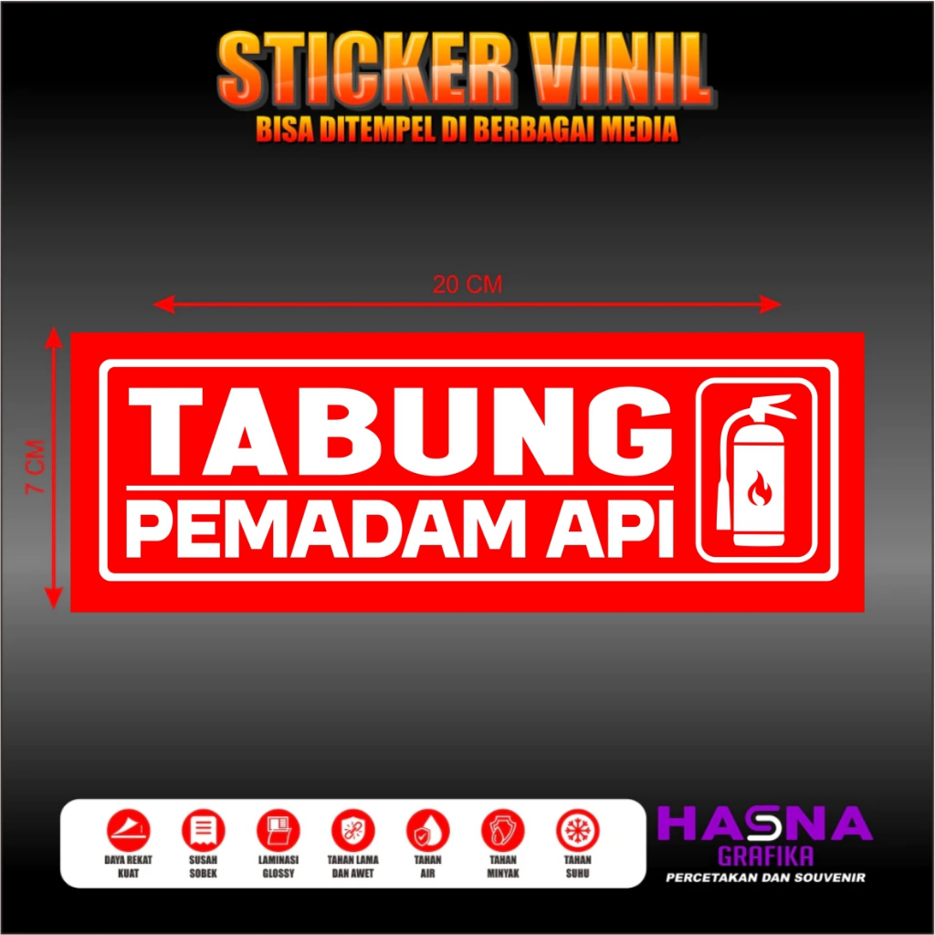 Jual Sticker Vinil Anti Air Glossy 20x7 Cm TABUNG PEMADAM API | Shopee ...