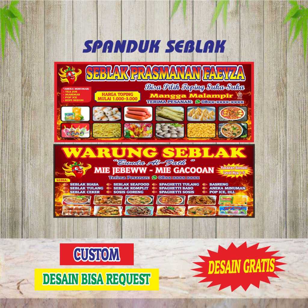 Jual Cetak Spanduk Banner Jualan Seblak Prasmanan Warung Seblak Bisa ...