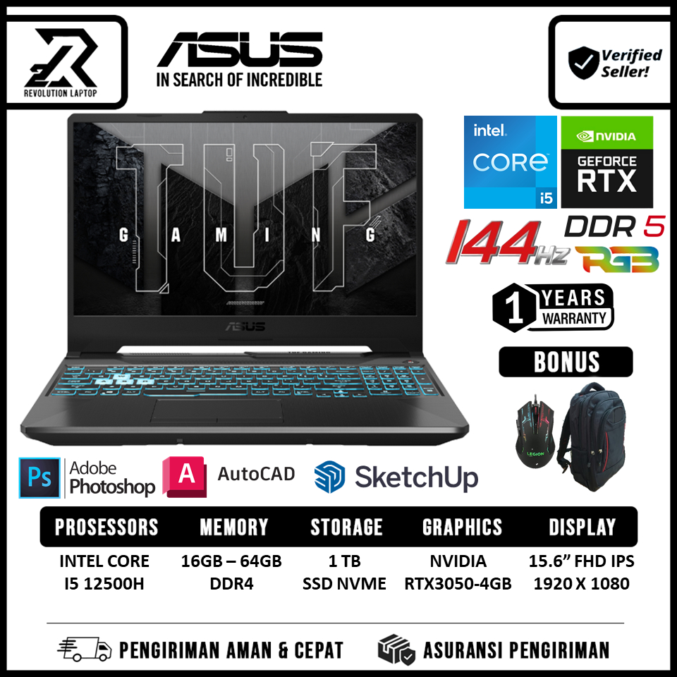 Jual Asus TUF FX507ZC-I735B7G-O Intel Core i7-12700H - Ram 16GB