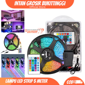 Lampu Led Strip Rgb Remote Warna Warni 5 Meter Anti Air Free Adaptor 2835 10
