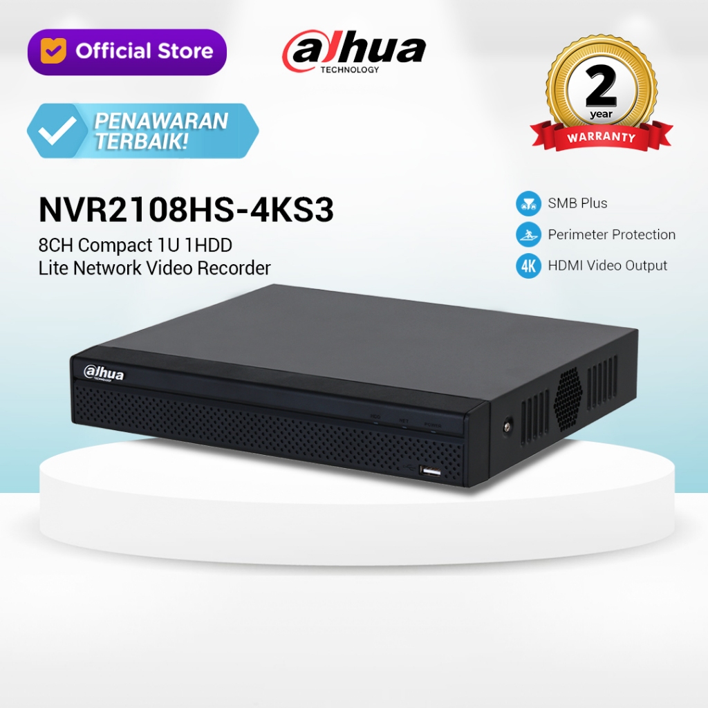 Jual Dahua NVR Series DHI-NVR2108HS-4KS3 | Video Recorder 8CH Compact ...