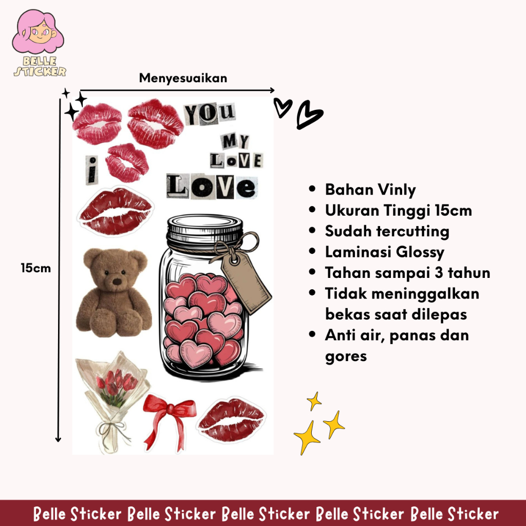 Jual Stiker Aesthetic Girl Merah Maroon 02 Sticker Laptop Sticker ...