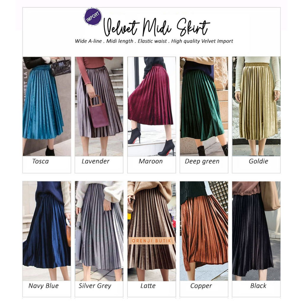 Jual Velvet Midi Maxi Skirt Rok 7/8 Beludru Bludru Import Bigsize Jumbo ...