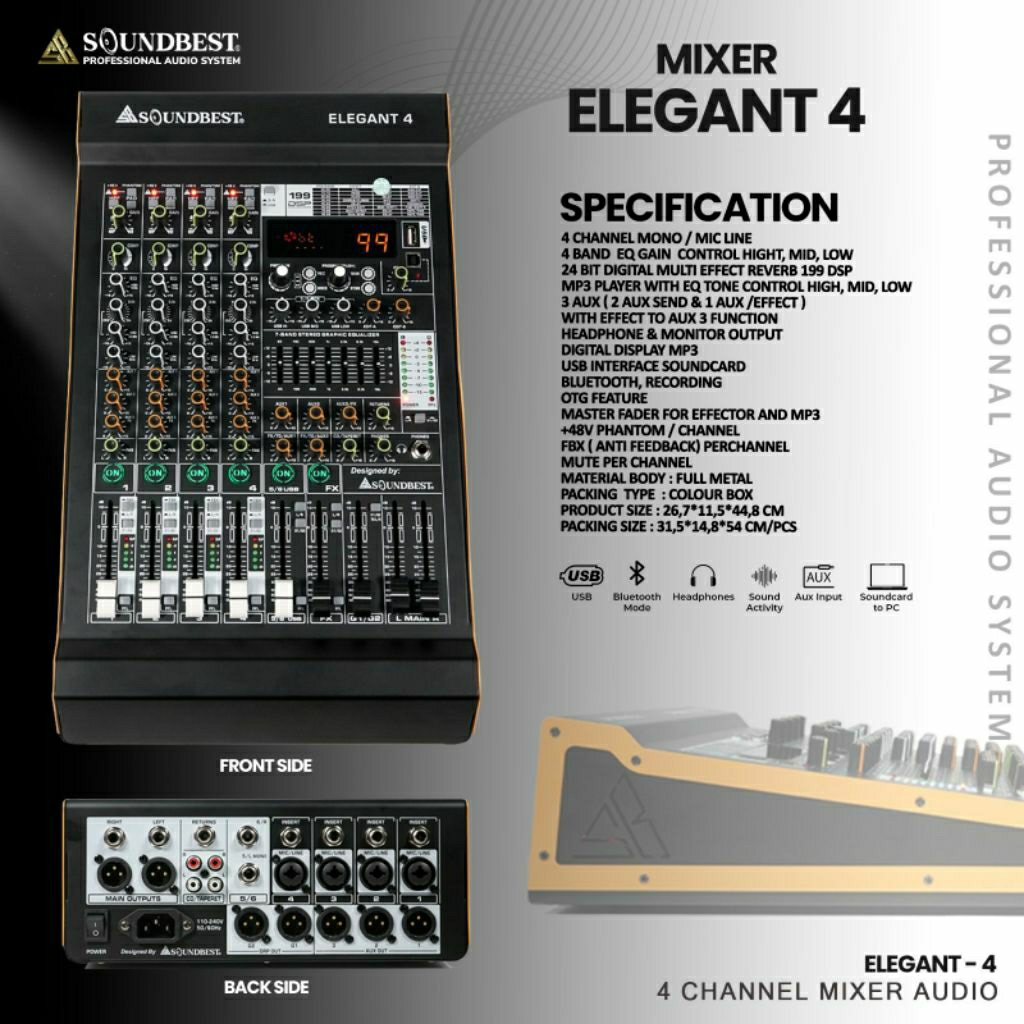 Jual Mixer soundbest Elegant 4 original 4channel + R L with compressor ...