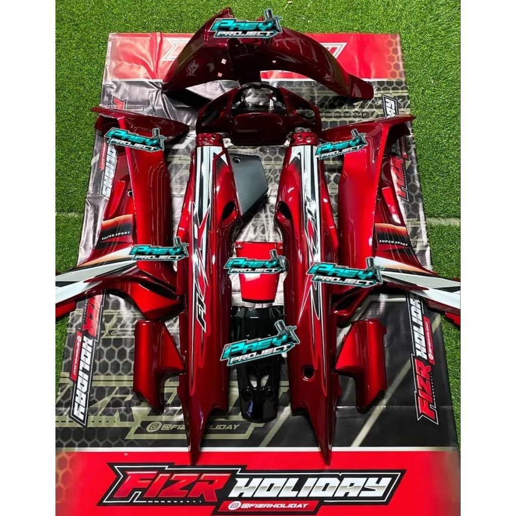 Jual full body halus yamaha fiz r warna merah candy. cover body halus ...