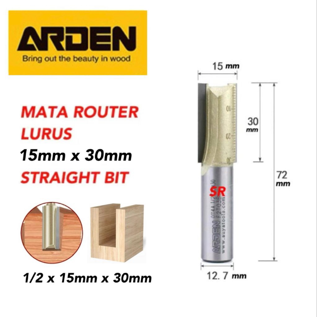 Jual Mata Router/ Profil Lurus 15mm × 30mm As 1/2 Straight Bits Merk ...