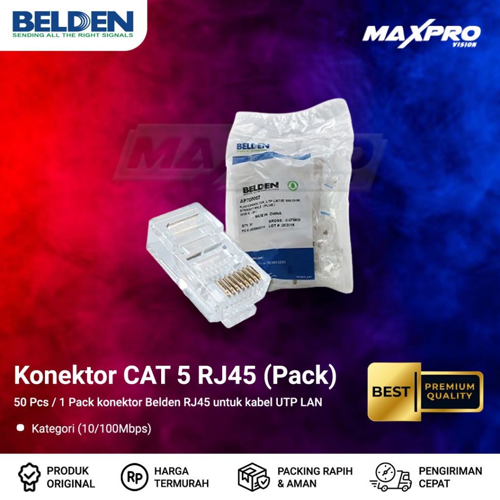 Jual CONNECTOR RJ45 CAT 5e BELDEN PACK - 50 PCS | Shopee Indonesia