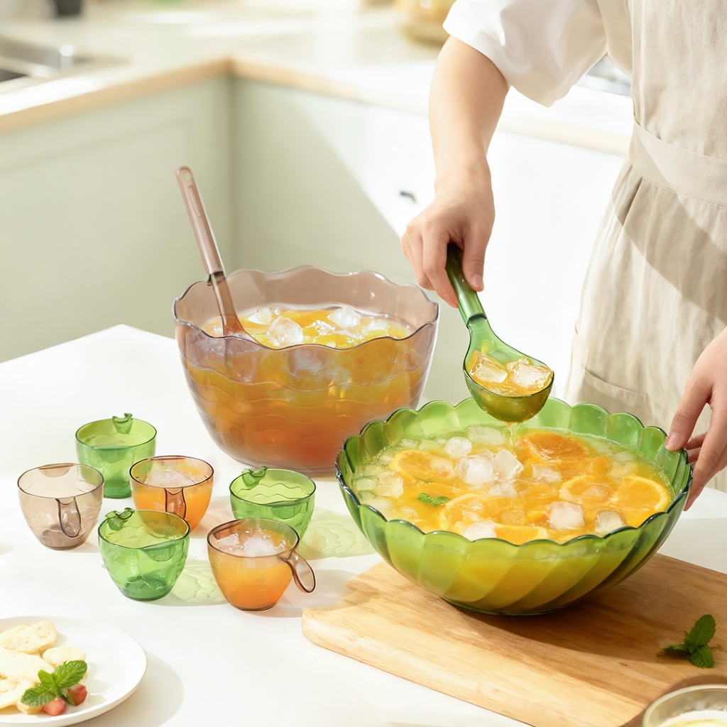 Technoplast Lovelo Punch Bowl Set | Mangkuk Es Buah Tempat Mangkok Besar Sop Bpa - foto 2