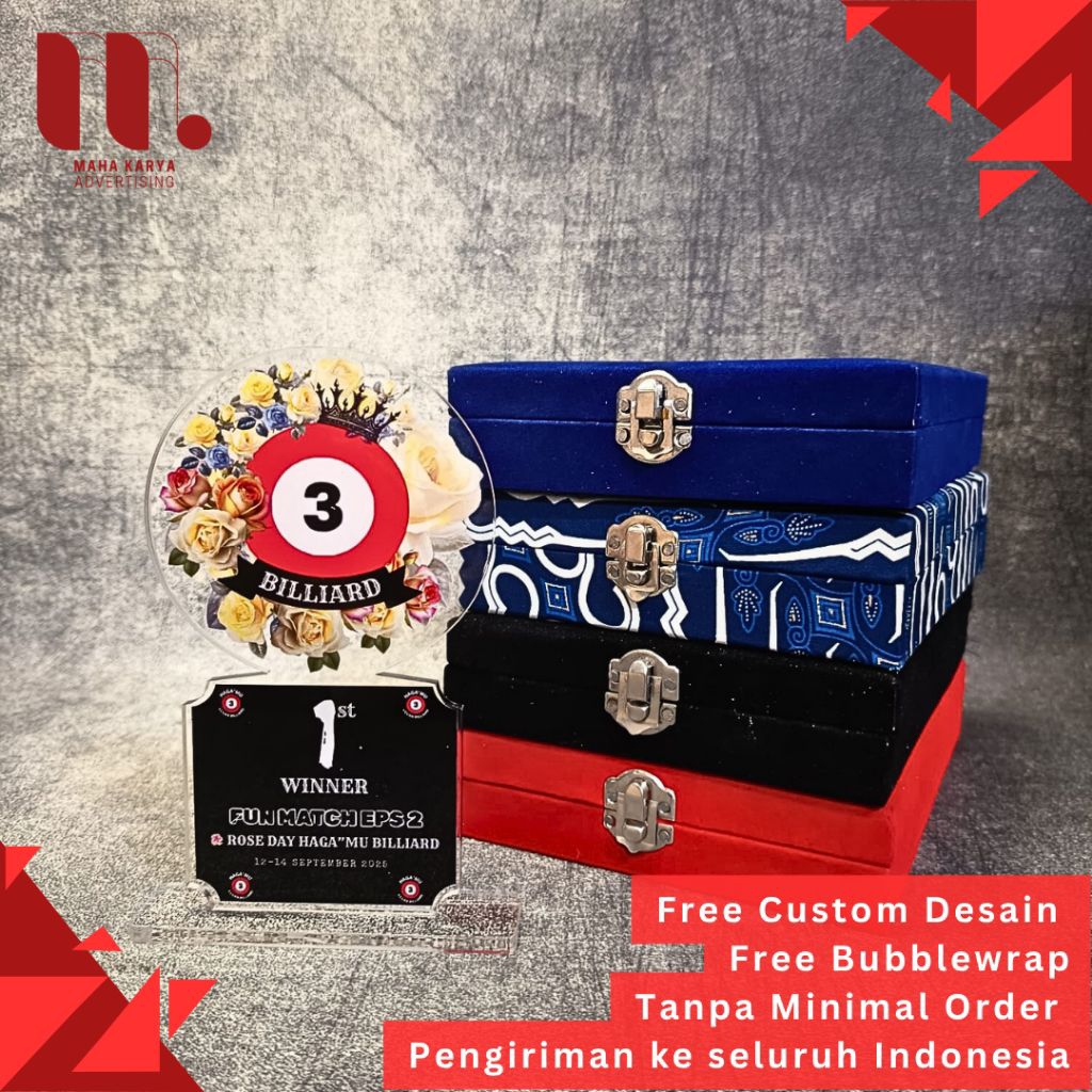 Jual Plakat Akrilik Custom Turnamen Billiard, Plakat Kejuaraan, Hadiah ...