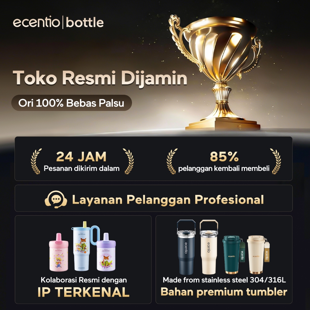 Jual [Gratis stickers] Ecentio tumbler minum stainless tumbler tahan ...