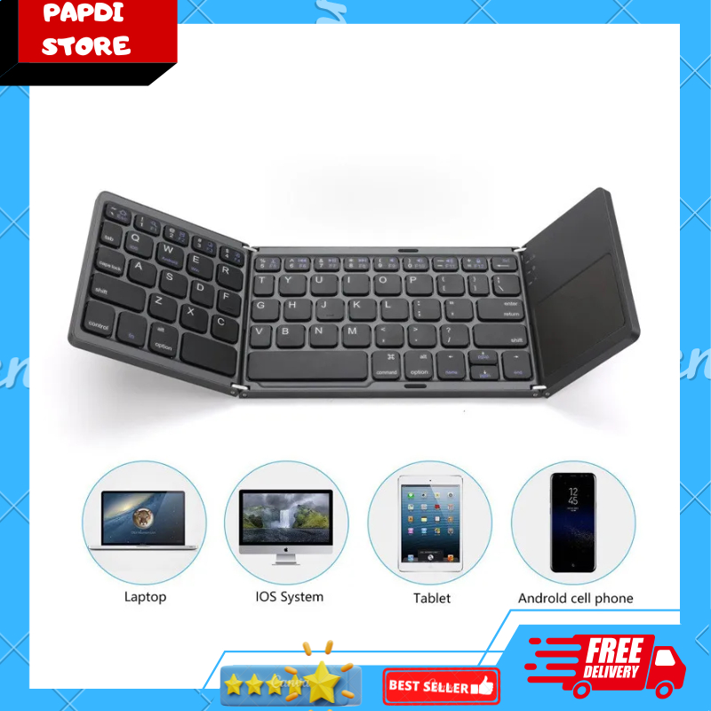 Jual Keyboard Wireless Foldable Bluetooth iOS Android with Touchpad ...