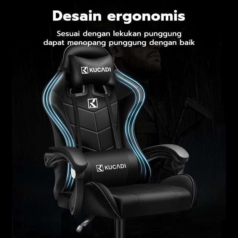 Bantal pinggang ganda dan jahitan dua warna KUCADI Kursi Gaming