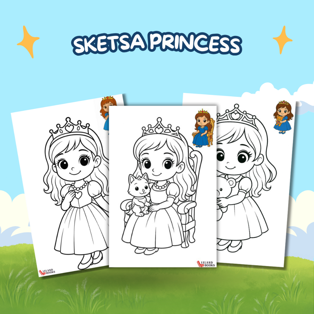 Jual Sketsa Gambar Mewarnai Untuk Anak Paud dan TK Tema Princess ...