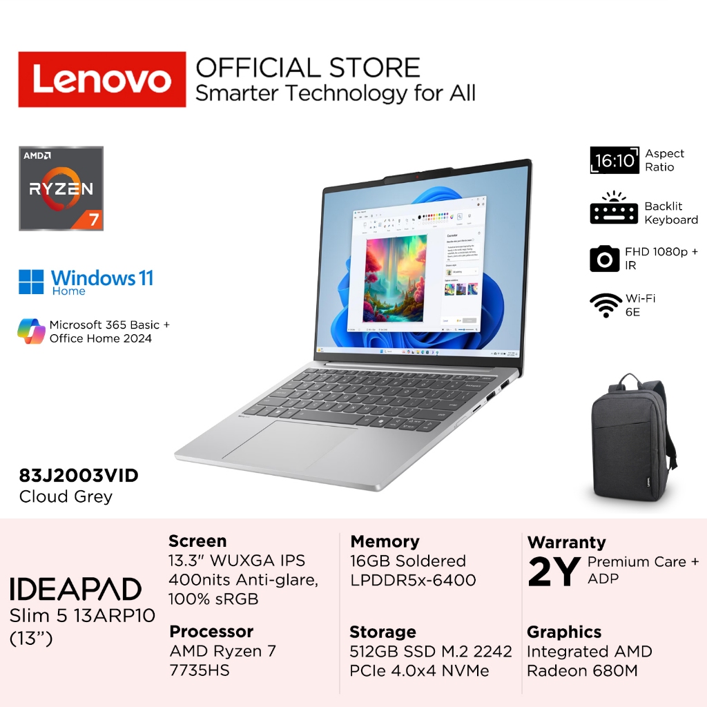 Jual Lenovo IdeaPad Slim 5 13ARP10 3VID AMD Ryzen 7 7735HS, Integrated ...