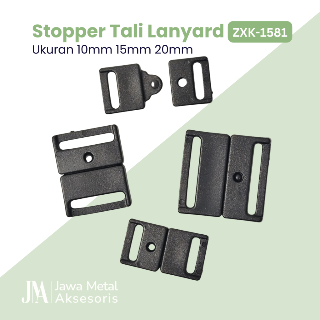 k Jual Stopper Tali Lanyard Hitam Black 10mm 15mm 20mm ID Name Card