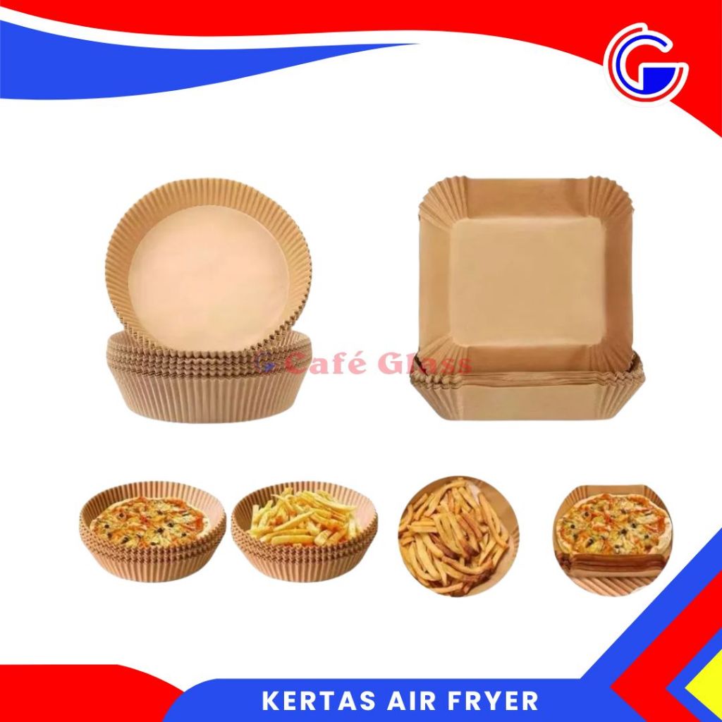 Kertas Air Fryer Bulat/Kotak - Kertas Alas Air Fryer - Air Fryer Parchment Paper