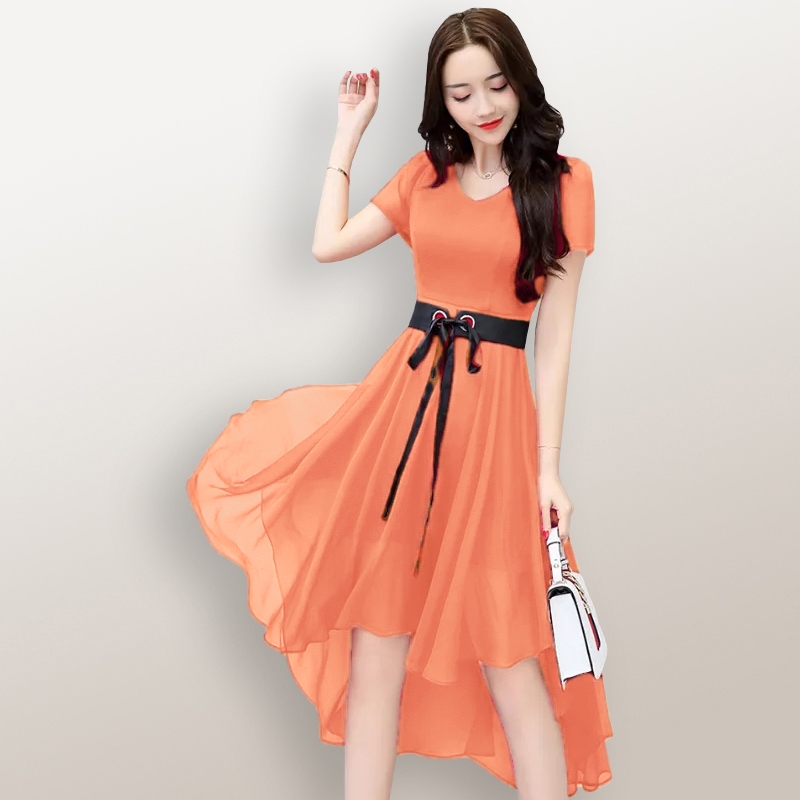 knee length dresses for ladies St. Yves Solid Slub Midi Dress Lengan Pendek Wanita  Matahari.com
