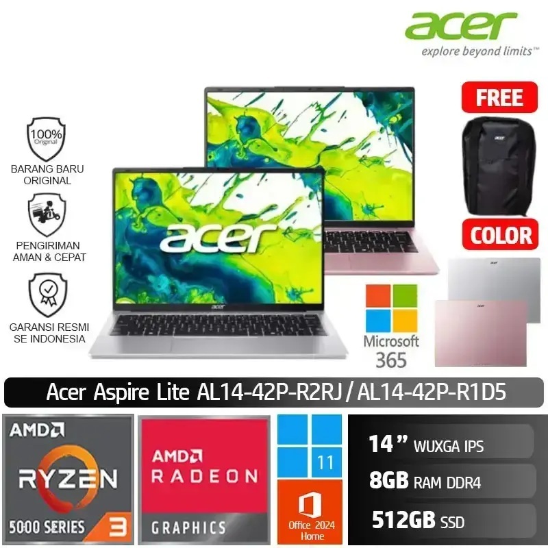 Jual Acer Aspire Lite AL14 42P R1D5 Ryzen 3 5300U 8GB 512GB Win11 OH24 ...