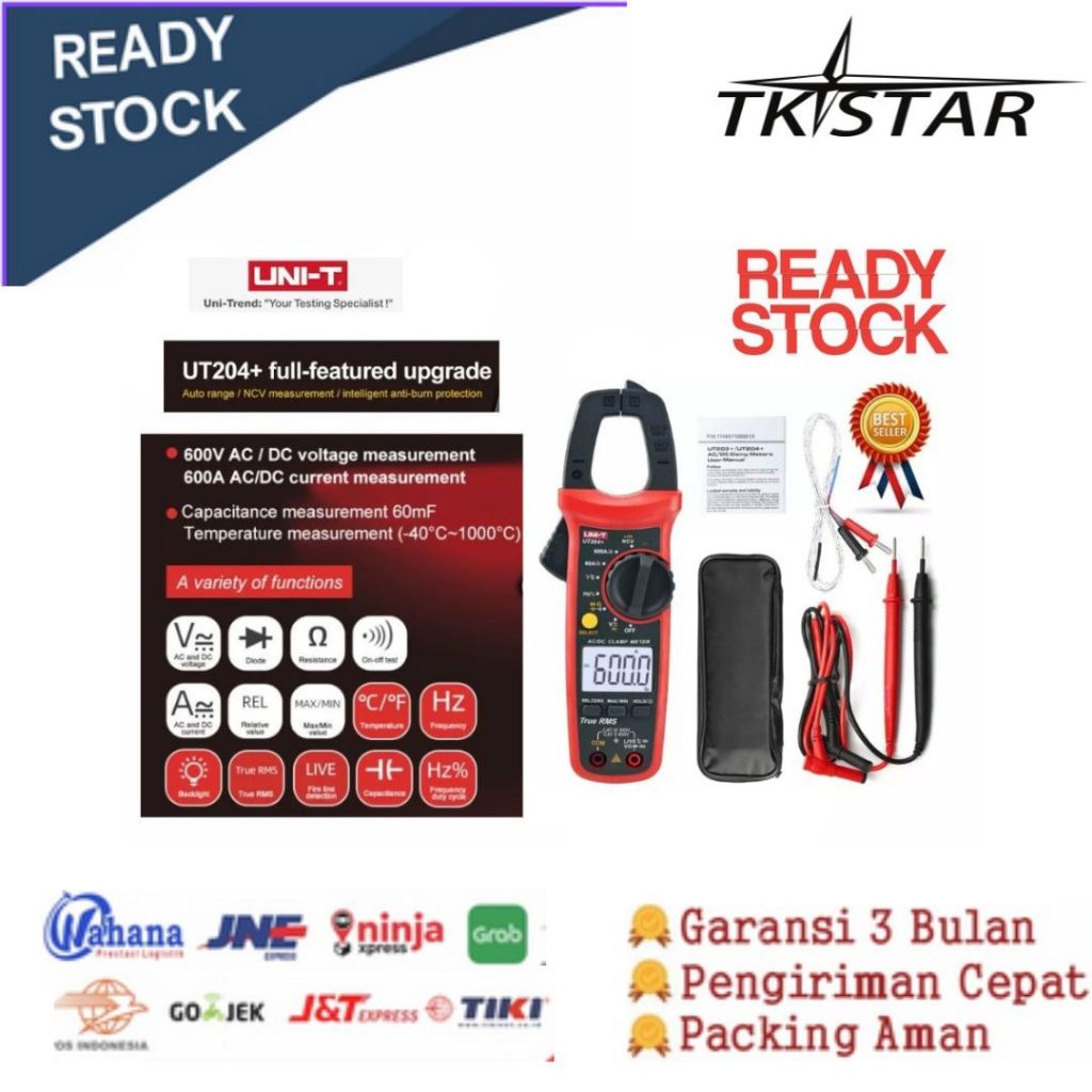 Jual Digital Clamp Meter UT-204+ UT202A+ UT203+ Tang Ampere UNI-T AC DC ...
