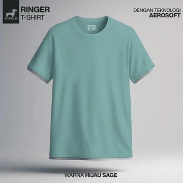 CYFCLO Kaos Polos Ringer Tebal Full Katun Combed 24s Nyaman Dipakai Anti Gerah Reguler Plain