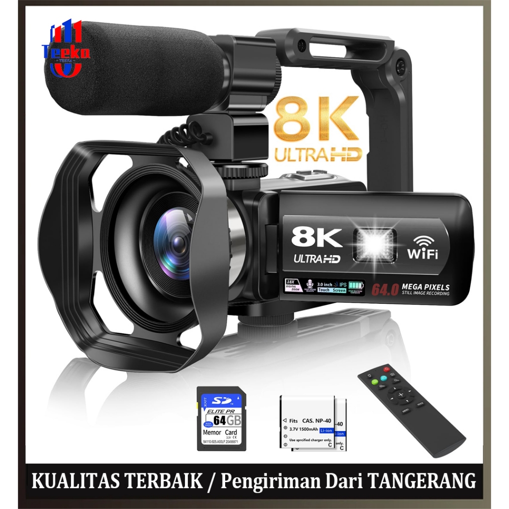 Jual TEEKA 8K Camera Camcorder 64MP 1500mAh UHD WiFi IR Night Vision ...