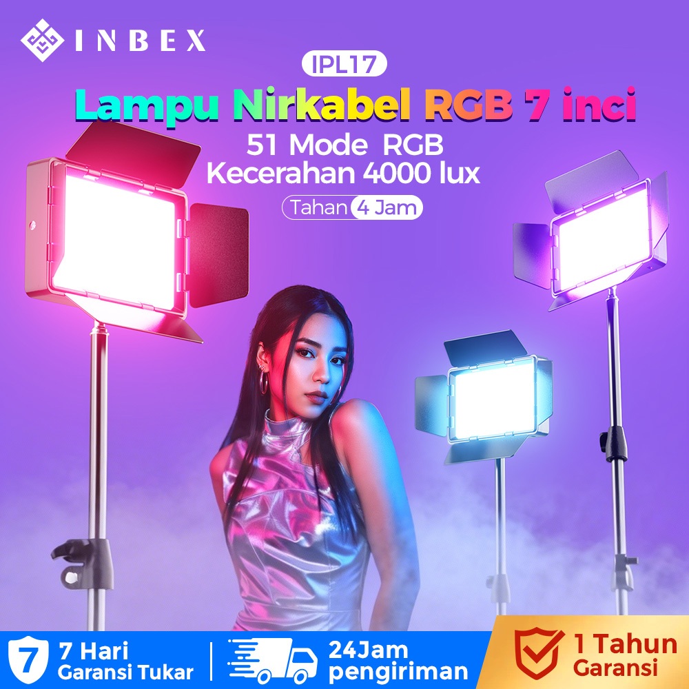 Jual INBEX IPL17 RGB Portable LED lighting konten lampu kreator Video ...