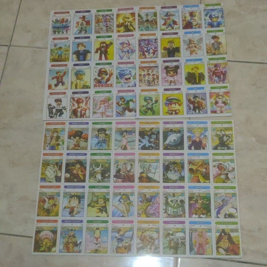 Jual Kartu kuartet/kuarted/tepuk lembaran isi 10 lembar=320pcs kartu ...
