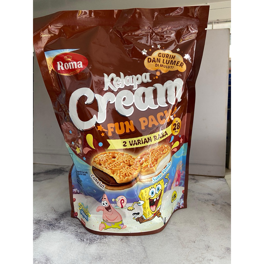 Jual ROMA KELAPA CREAM FUN PACK 2 VARIAN RASA COKLAT VANILA ISI 28 PCS ...