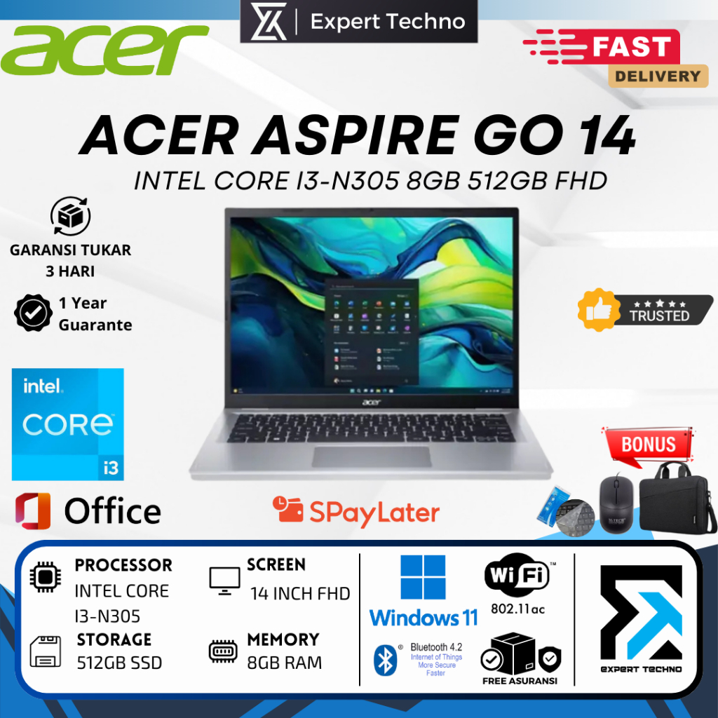 Jual Acer Aspire GO 14 AG14 31P Intel Core i3 N305 8GB RAM 512GB SSD ...