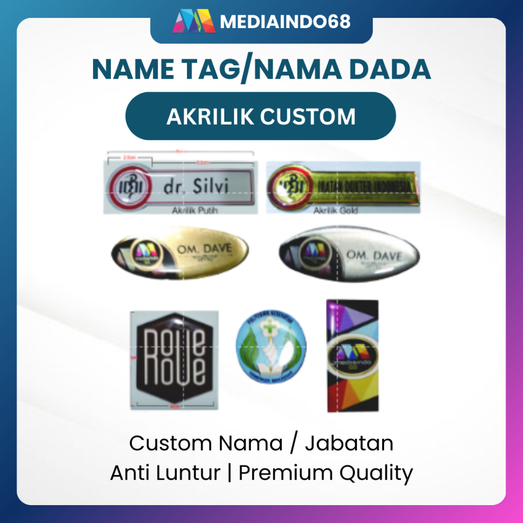 Jual Name Tag /Nama Dada/Pin-Bros-AKRILIK CUSTOM -Proses Cepat | Shopee ...