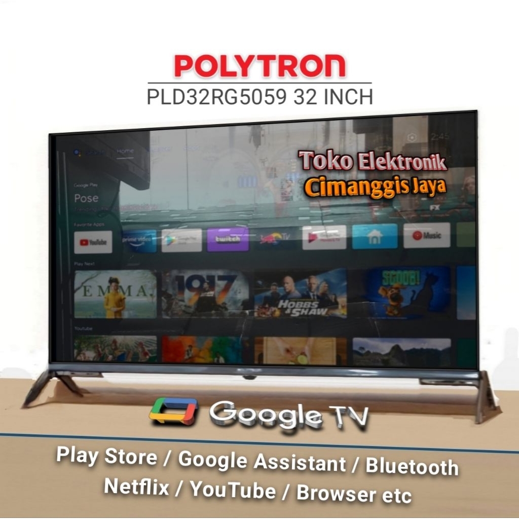Jual google android smart tv led Polytron 32 inch digital Google tv ...
