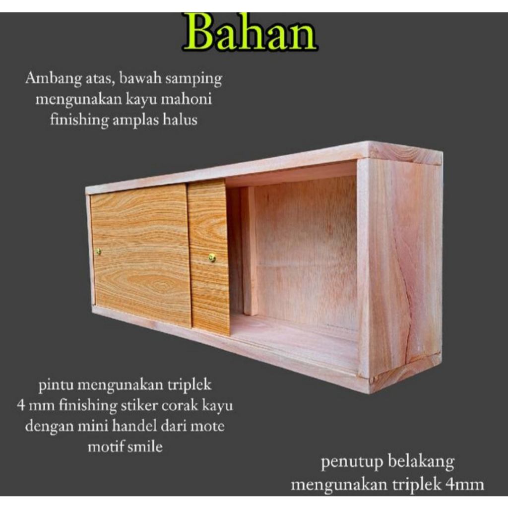 Jual Mini cabinet Rak dinding lemari kayu serbaguna pintu geser ...