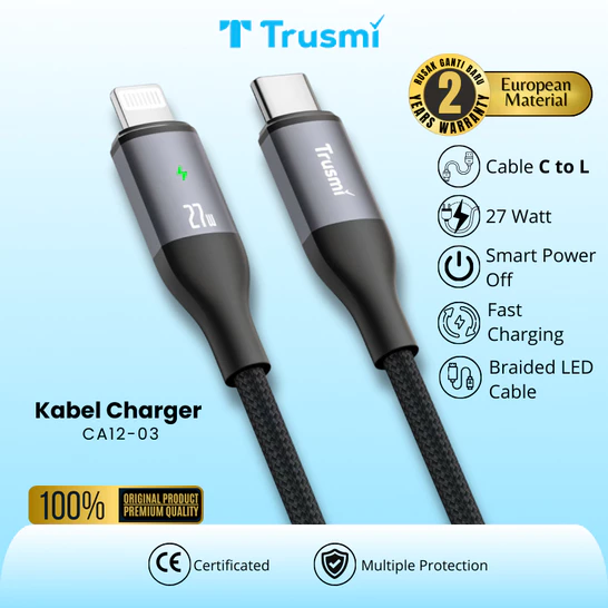 Cable Smart Power Off 27W (C to L) Alluminum Alloy Braided