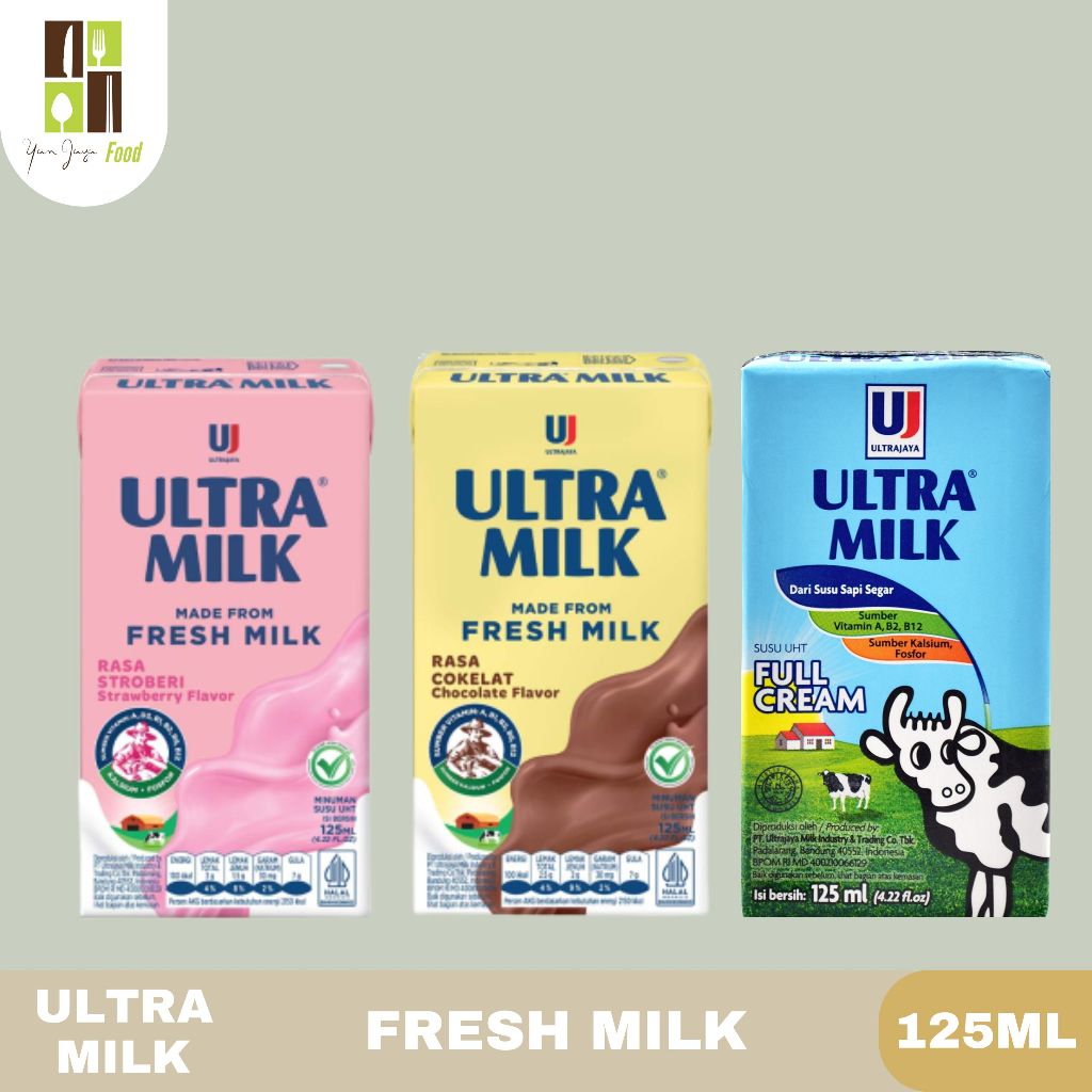 Jual Ultra Milk Susu UHT Kotak 125 ml / Cokelat / Strawberry / Full ...