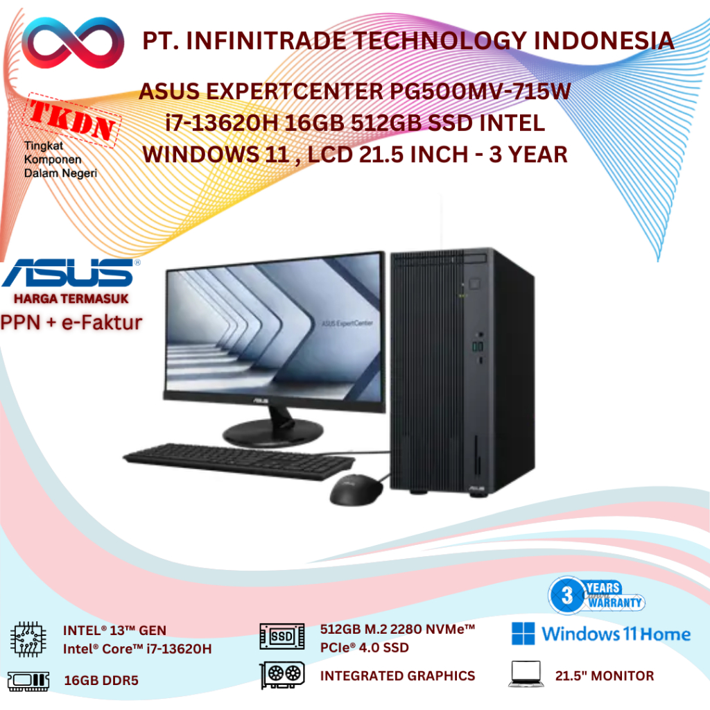 Jual ASUS EXPERTCENTER PG500MV-715W i7-13620H 16GB 512GB SSD INTEL ...