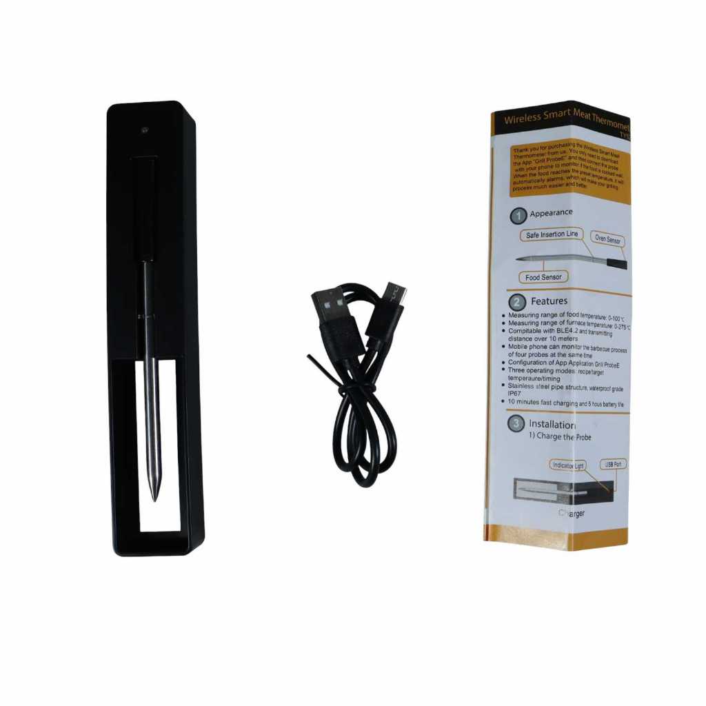 Jual Termometer Makanan Digital Daging BBQ Grill 2 Probe Rechargeable ...