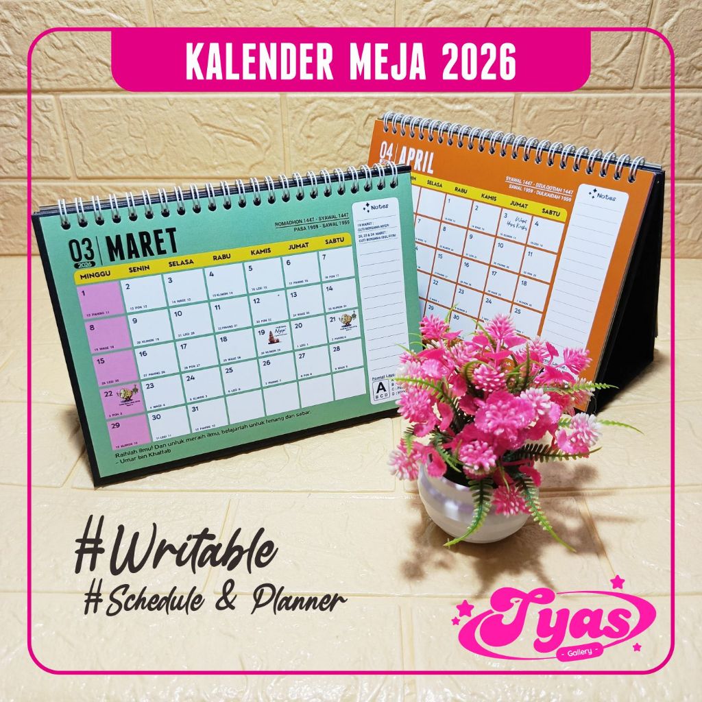 Jual KALENDER MEJA 2026 | Kalender Duduk 2026 Spiral | Schedule ...