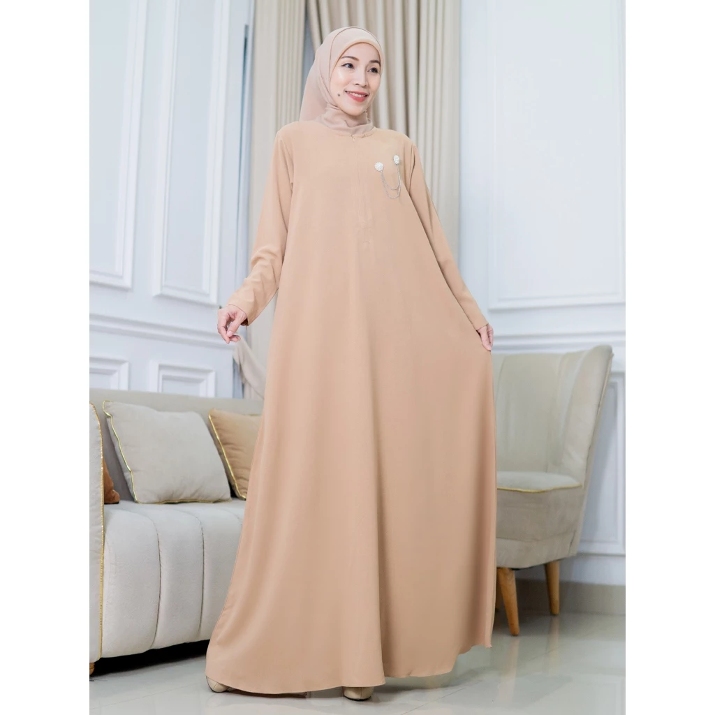 Baju Gamis Polos Casual Size S M L XL 3L XXL Fashion Muslim Wanita Bahan Sabrina Anti UV detail jahitan