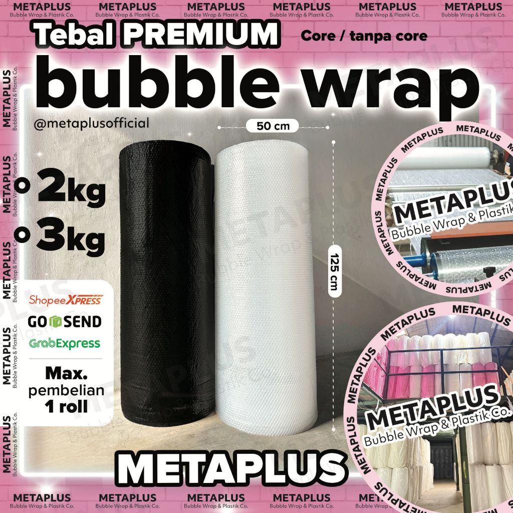 Jual [METAPLUS] BUBBLE WRAP ROLL Bening / Hitam | 2KG & 3KG | Tebal ...