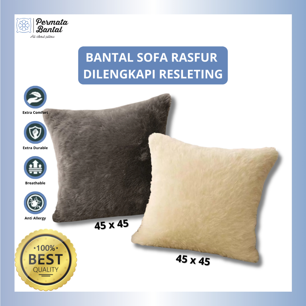 Jual Bantal Sofa Rasfur 45x45 Dilengkapi Resleting Bulu Halus dan Tidak ...