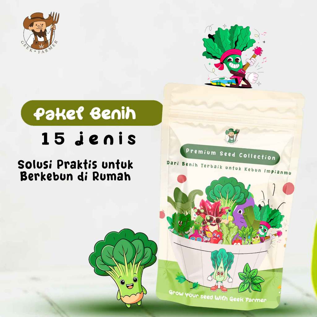 Paket Hemat Benih Eceran 15 Jenis (Tomat, Terong, Sawi, Bayam, Cabe, Timun,Dll) - Geek Farmer