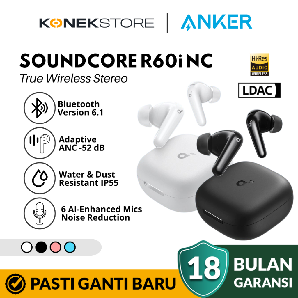 Jual Soundcore R60i NC (R50i NC Upgrade) by Anker, Real-Time Adaptive ...